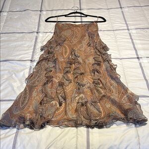 Ralph Lauren Paisley A-Line Skirt - Brown and Tan